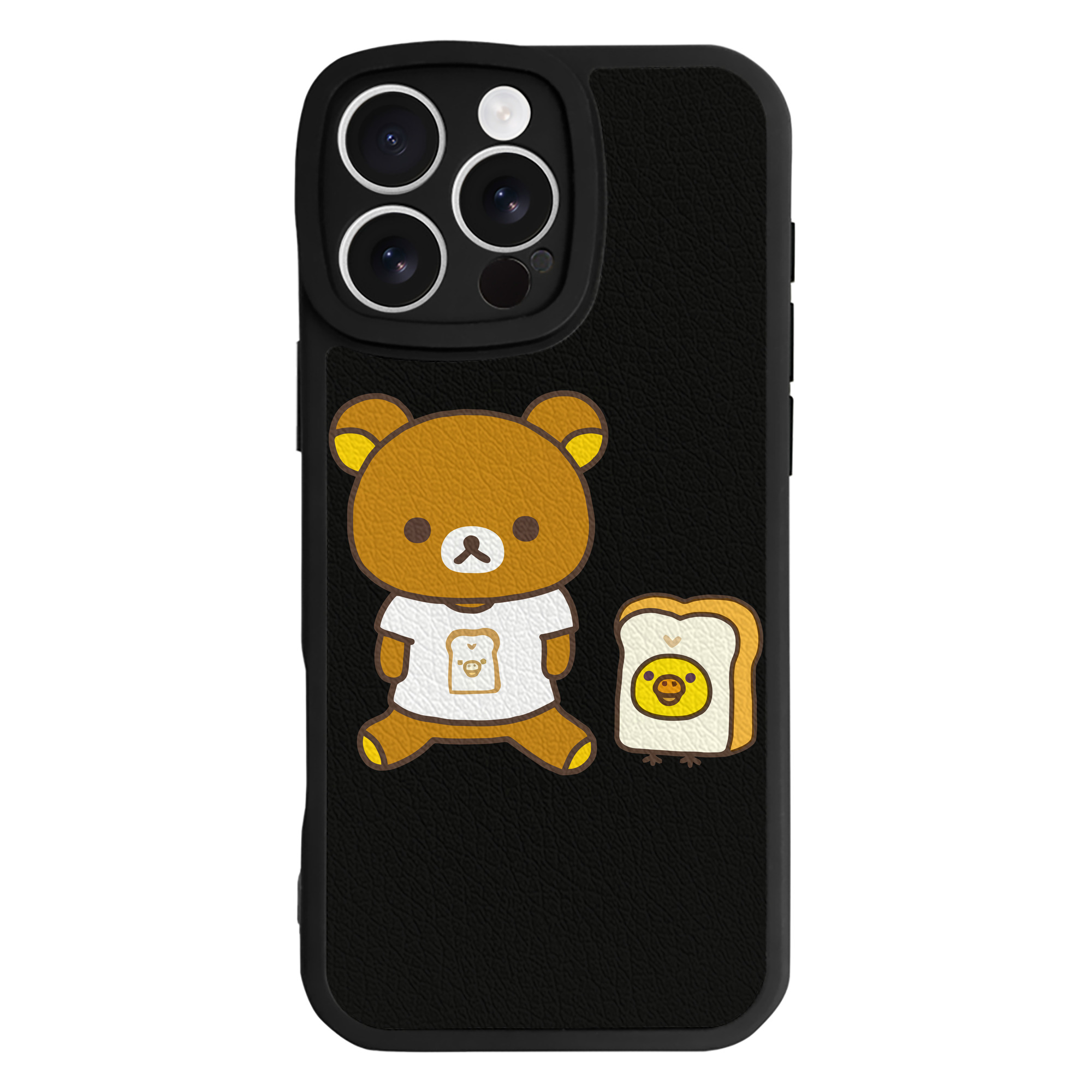 （画像用） リラックマ リラックマ キイロイトリ Rilakkuma Korilakkuma Kiiroitori 【iPhone 16シリーズ対応】シリコンスマホケース（レザー調） 材質：シリコン